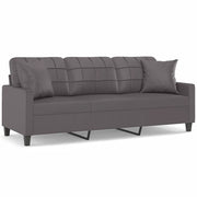 Divano | Divano da soggiorno | Sofa a 3 Posti con Cuscini Grigio 180 cm in Similpelle