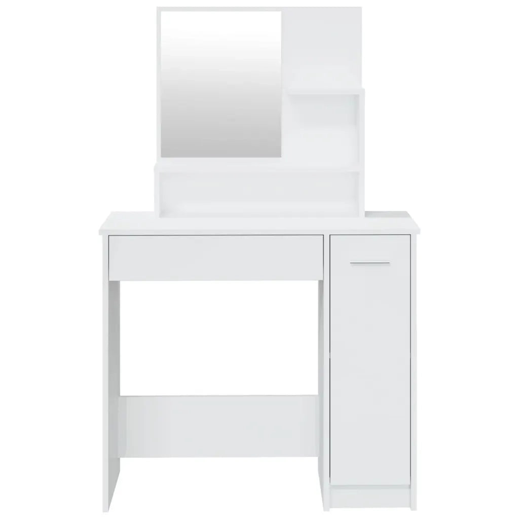 Toeletta con Specchio-Tavolo da Vanit¨¤ Bianco Lucido 86,5x35x136 cm