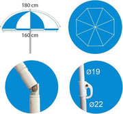 Parasole per spiaggia a strisce rosa 180 cm in nylon - Offerta!