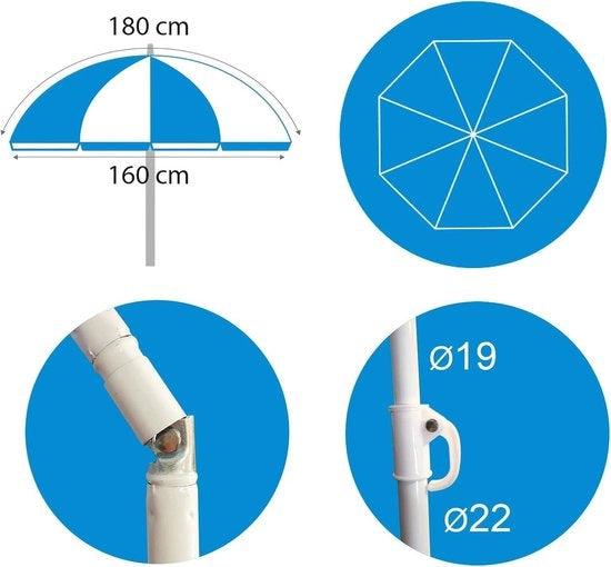 Parasole per spiaggia a strisce rosa 180 cm in nylon - Offerta!