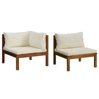 Set Divani da Giardino 2 pz con Cuscini Bianco Crema in Acacia 316283