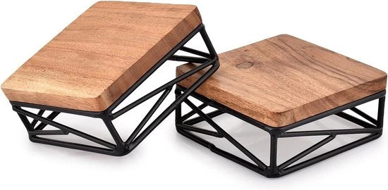 Display Quadrato Base in Legno per Counter di Cucina e Bagno Pianta Stand Set da 2 - 1016 cm x 1016 cm x 444 cm