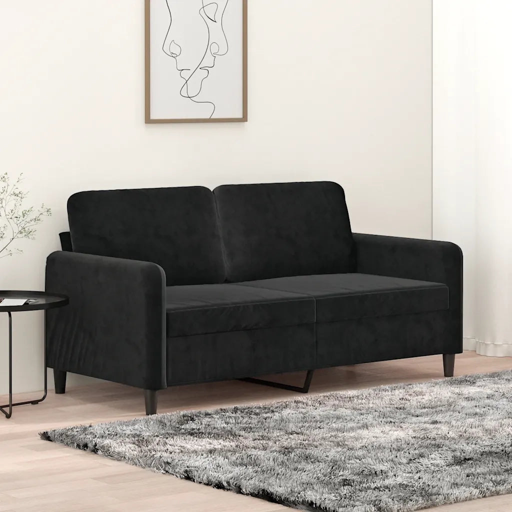 Divano | Divano da soggiorno | Sofa a 2 Posti Nero 140 cm in Velluto