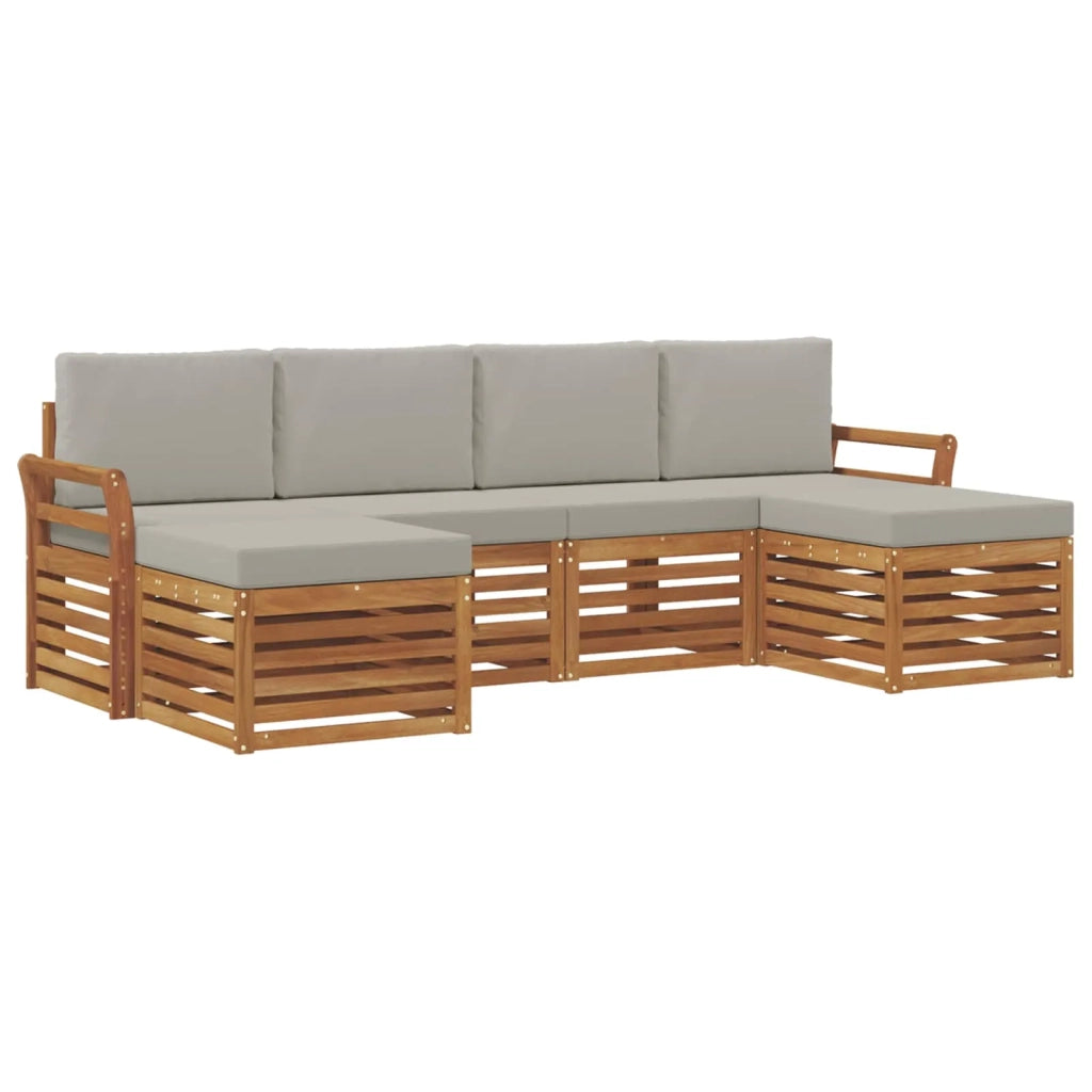 Set divani con cuscino 6 pcs Grigio Naturale e Chiaro