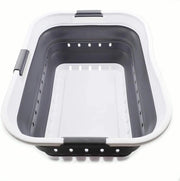 Wascio con cassetta pop-up in plastica - contenitore pieghevole da viaggio - organizzatore per la biancheria - bianco/grigio scuro
