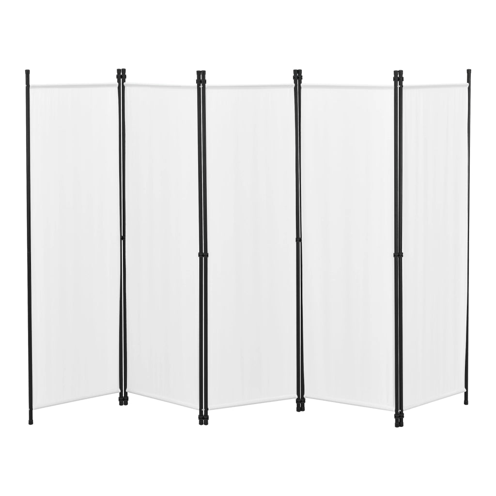Paravento/Separè per Interni/Balcone, 171 x 250 cm (AxL) Divisorio a 5 Pannelli per Camera da Letto/Studio Medico - Struttura Pieghevole - Bianco