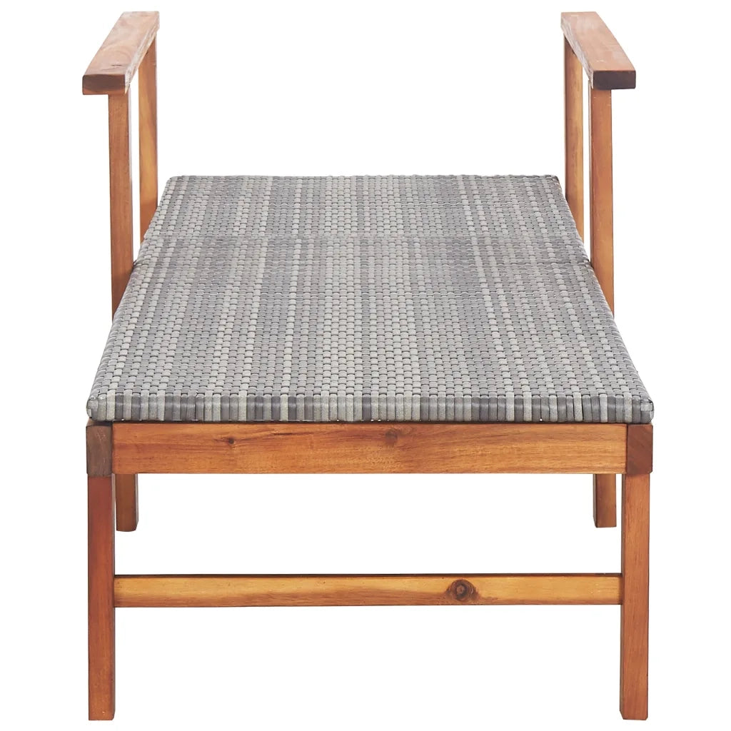 Lettino Prendisole Polyrattan e Legno Massello di Acacia Grigio 48704