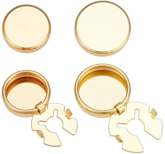 Manicotti in Oro Laminato - 4 Pezzi - Stile Pianotondo/Rond - Accessori di Abito - Uomo/Donna - Sostituzione Senza Nodi