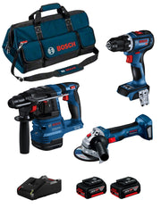 BOSCH Kit BK3012BAG (GBH 18V-22 + GSR 18V-90 C + GWS 18V-7 + 2 x 5,0 Ah + GAL18V-40 + HDBAG)