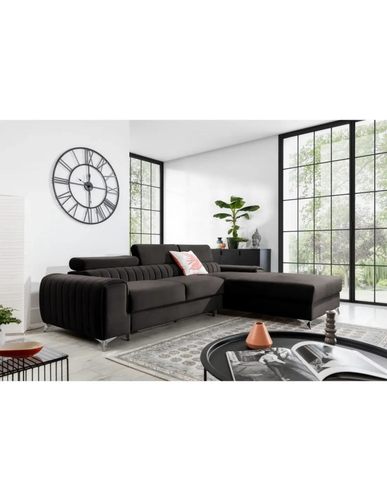 Divano ad angolo destro Grigio scuro convertibile 3 posti JAYSON design contemporaneo