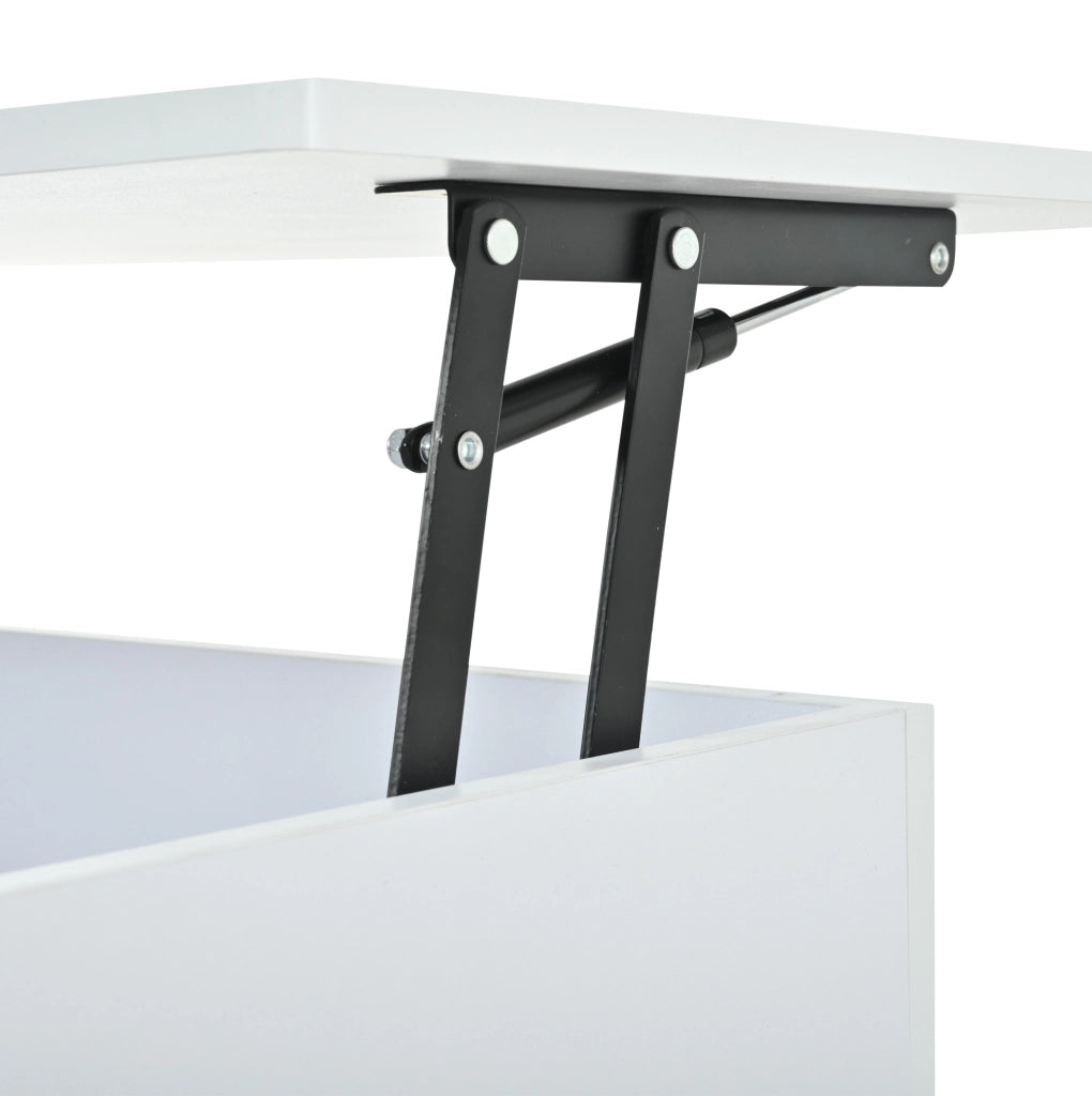 Tavolino da salotto 50x100x46 cm; altezza regolabile con vano nascosto; truciolato; bianco