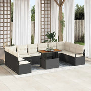 Set Divano da Giardino con cuscino 11 pcs Nero e Crema 3349760