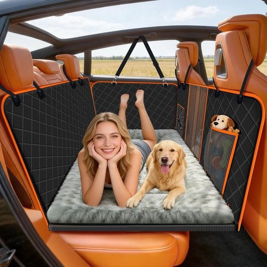 Hondenautostoelhoes, estensione per sedile posteriore per gatti da 200 kg, 600D tessuto fondo rigido impermeabile pieghevole con antislip, sacco da viaggio, estensione per sedili posteriore per auto, camion e SUV