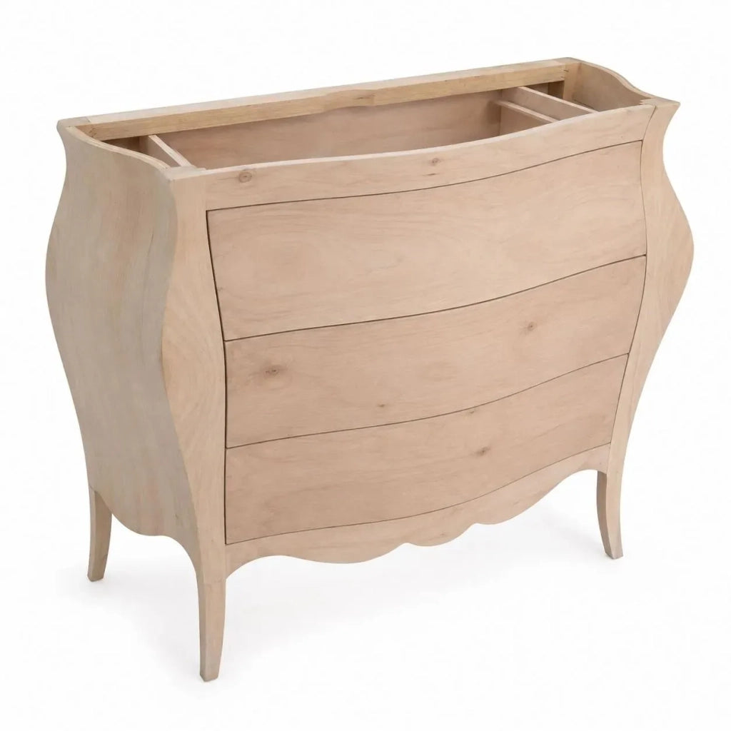 Mobile bagno bombato 3 cassetti grezzo  l.118 p.55 h.82 - Mobili 2G