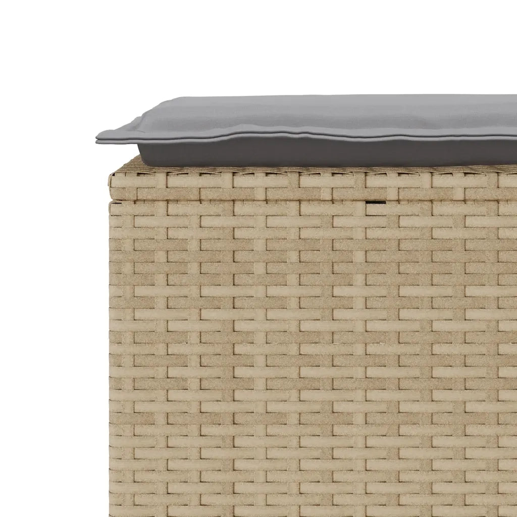 Panchina da Giardino | Panca da Giardino con Cuscino Beige 110x40x44 cm in Polyrattan