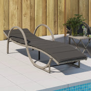 Lettino Prendisole con Cuscino Grigio 60x199x42cm in Polyrattan 368262