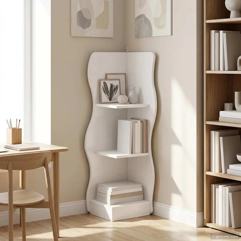 Mensola angolare Bianco 34 x 33 x 102 cm Legno ingegnerizzato 899936