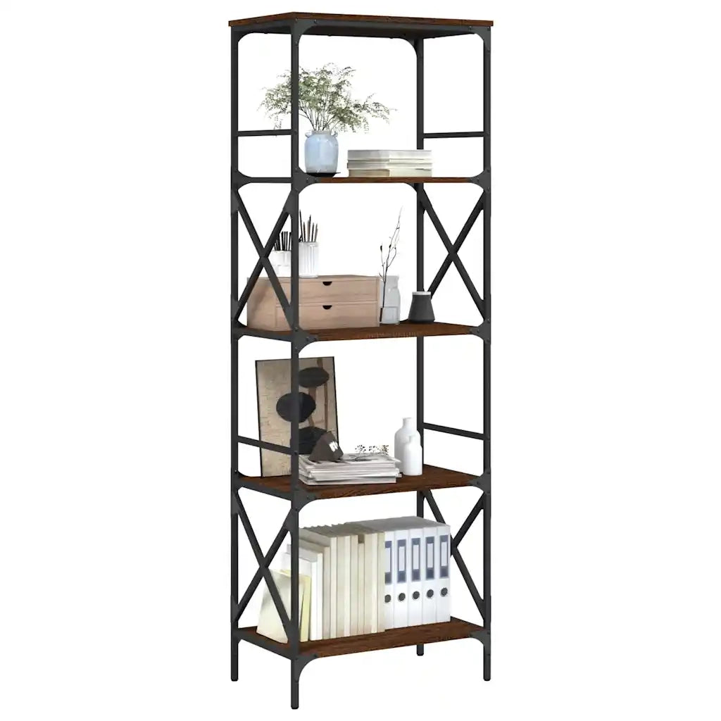 Libreria-Scaffale per Libri-Mobile di Stoccaggio Rovere Marrone 5 Ripiani 59x35x171cm Legno Multistrato