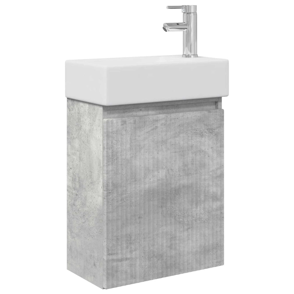 Mobile bagno con rubinetto Grigio Cemento 45,5 x 22,5 x 84 cm