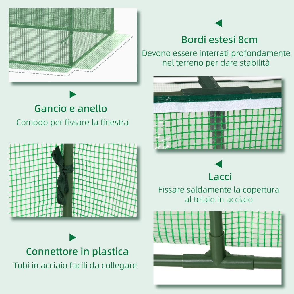 Mini Serra da Giardino 180x90x70 cm in Polietilene Verde