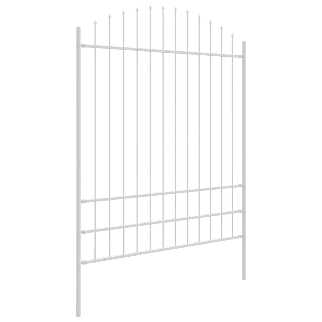 Recinzione da Giardino  con Parte Superiore ad Arco Bianca 5,1x2 m in Acciaio