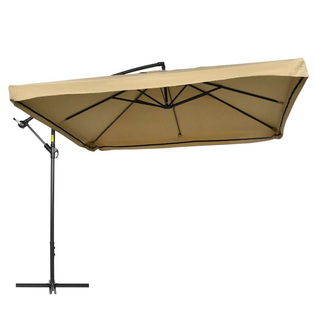 Ombrellone da Giardino a Braccio Inclinabile 295x295x260 cm Apertura a Manovella e Zanzariera Beige