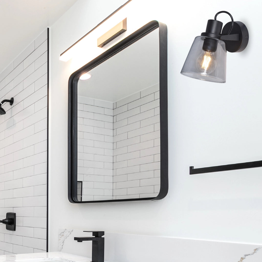 Applique bagno nera vetro fumé GU10 IP44 Badosa Zuma Line