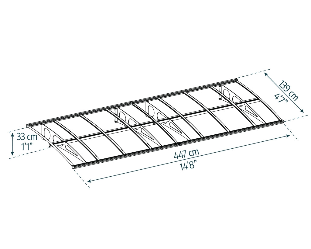 Canopia Bordeaux Pensilina Da Esterno  447X140 cm Doppio Strato