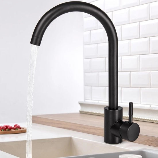 Furgone da cucina con 360° Rotazione del Rubinetto - Acciaio Inossidabile - Nero