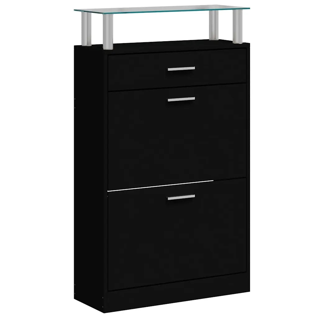Scarpiera-Scaffale per scarpe Nera 63x24x104 cm in Legno Multistrato