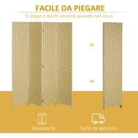 Paravento Separé da Interno a 4 Ante in Legno, Pieghevole e Salvaspazio Altezza 170cm, Marrone