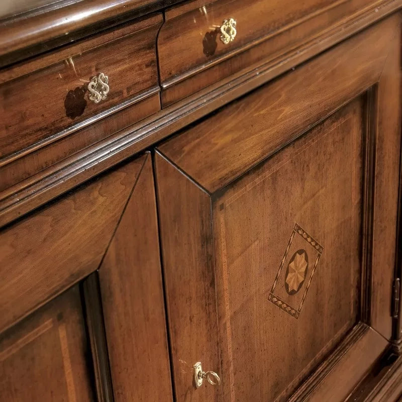 Credenza classica 2 porte 2 cassetti legno tinta noce segreto 200x58x113 - Mobili 2G