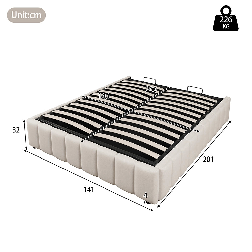 Letto matrimoniale-Xylo-140x200 cm-idraulico, senza testiera, beige
