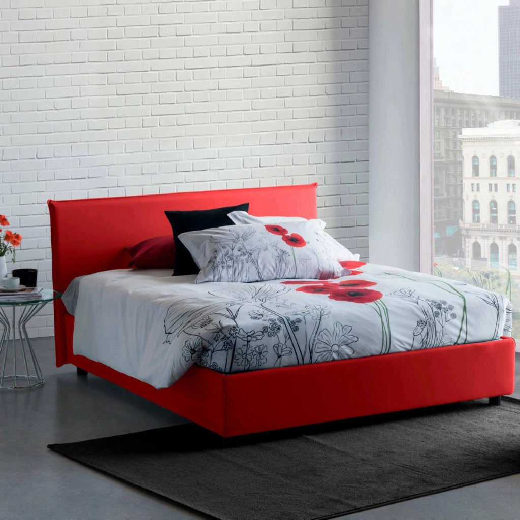 Letto Matrimoniale Ashlee, Letto Matrimoniale Sfoderabile Made in Italy, Rosso