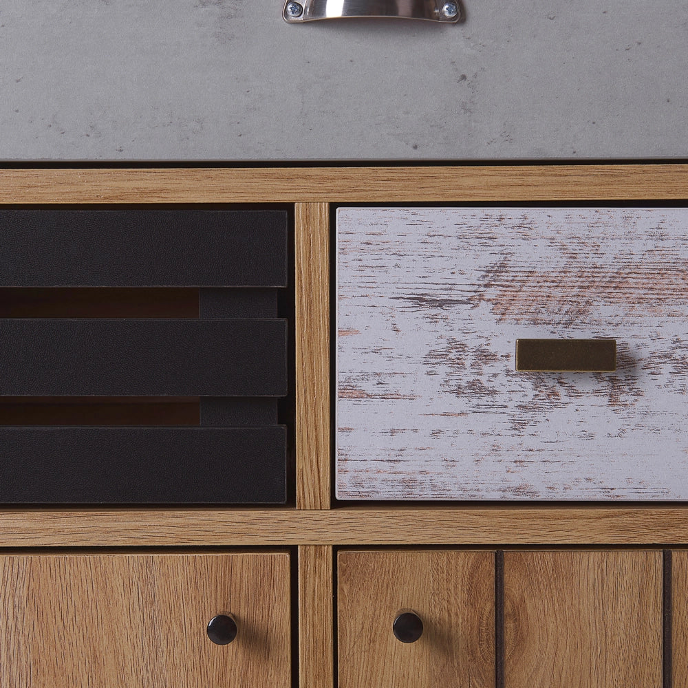Credenza in legno chiaro 80 x 40 x 87 cm Armadio retrò a 2 ante con 3 cassetti