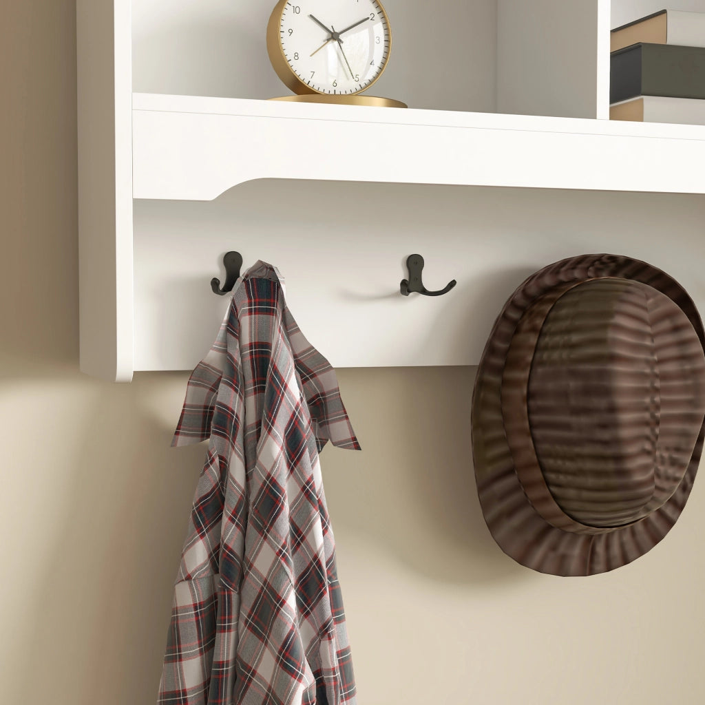 Easycomfort Mobile Appendiabiti a Muro con Panca Scarpiera per Ingresso e Corridoio, 80x20x40 cm, Bianco