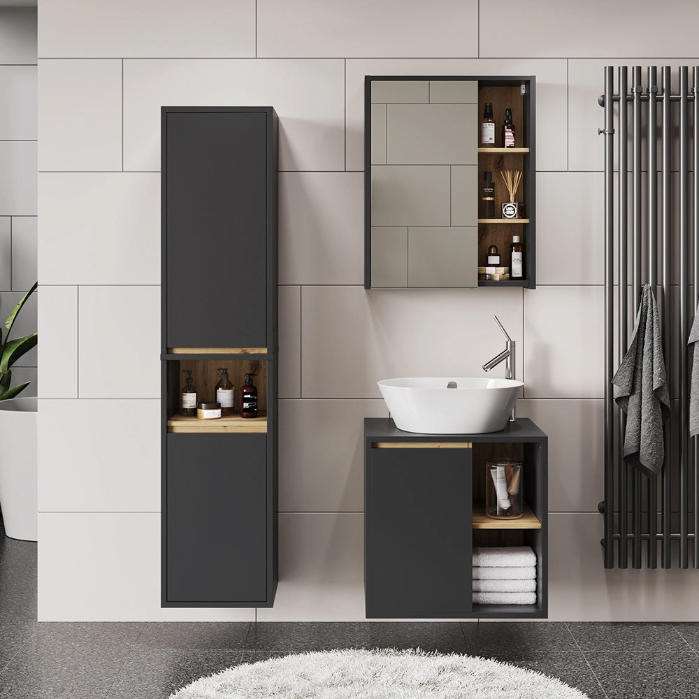 Vicco Set di mobili da bagno Grigio/Artisan 3 parti