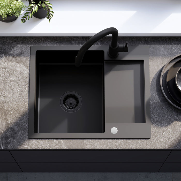 Lavello In Acciaio Paul Black con rubinetto da cucina