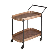 Carrello minibar in noce e acciaio nero