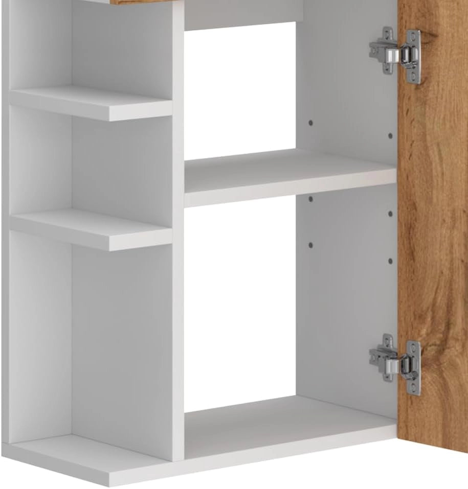 Set mobili bagno Amadeo, Quercia dorata, 50 cm, composto da mobile sottolavabo e lavabo