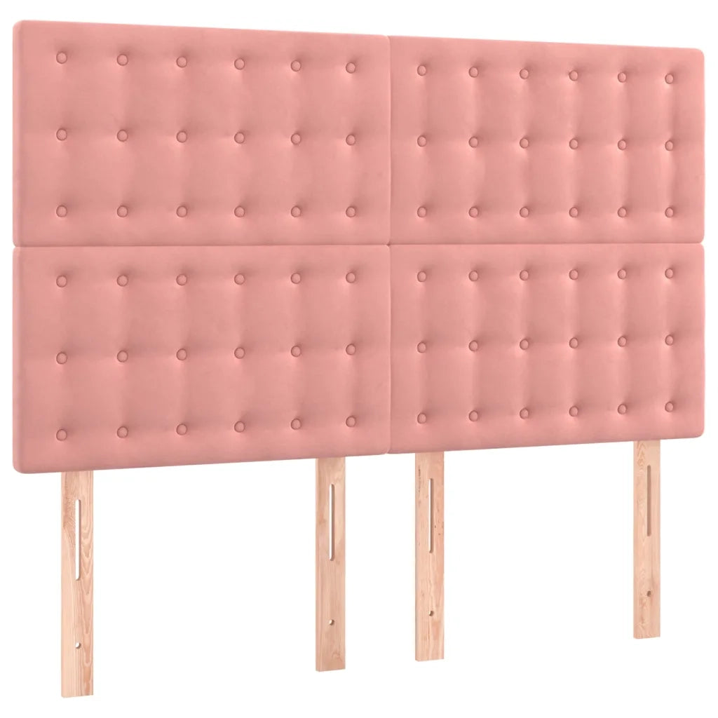 Letto a Molle con Materasso e LED Rosa 140x190 cm in Velluto 3136364