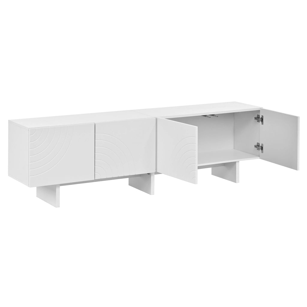Mobile TV con 4 ante e passacavi; per soggiorno; in MDF e PB; bianco; 170 x 35 x 50 cm