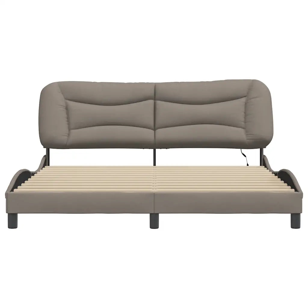 Giroletto con LED senza Materasso-Struttura Letto Hvar Tortora 180x200 cm in Tessuto