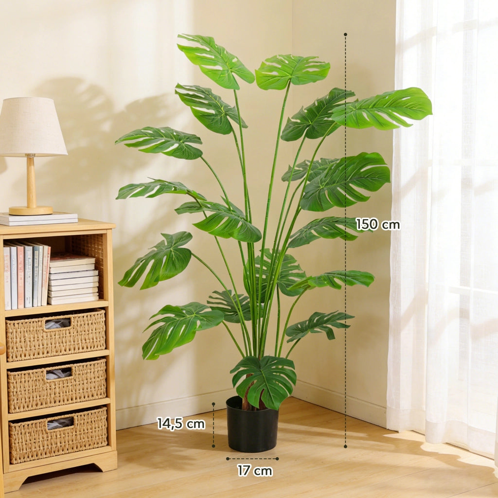 Pianta artificiale Monstera Deliciosa con vaso ¨C Minimal ¨C verde, altezza 150 cm