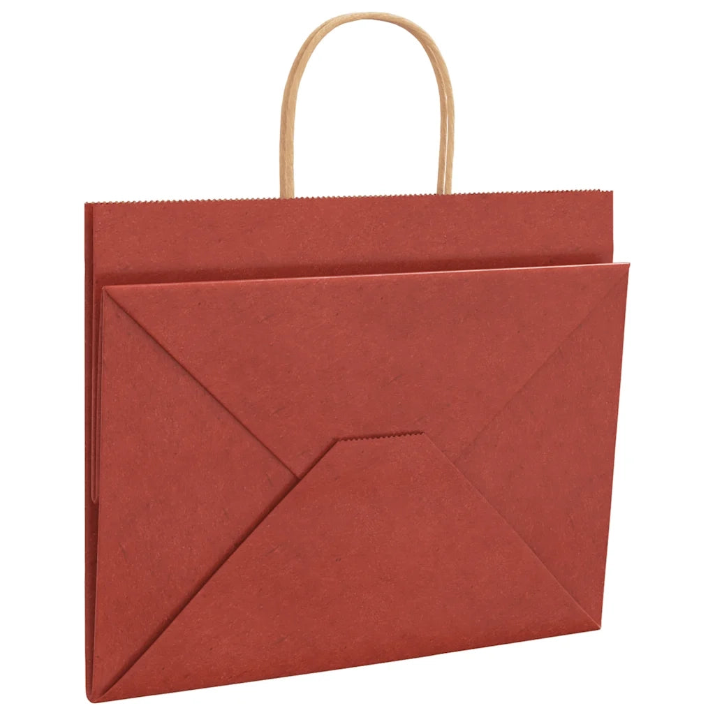 vidaXL Sacchetti di Carta 250 pz con Manici Rossi 32x22x24 cm