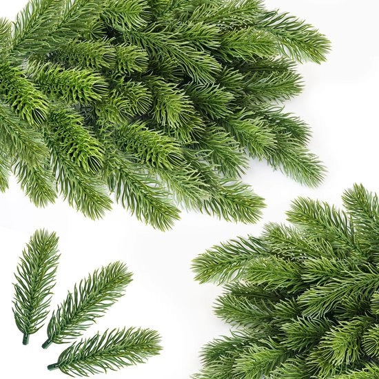 50 pezzi di rami artificiali di pino per attività di fai da te 10CM, piccoli rami artificiali di pino come decorazioni vere artificiali rami di pino verdi artificiali per decorazione di Natale e di compleanno DIY