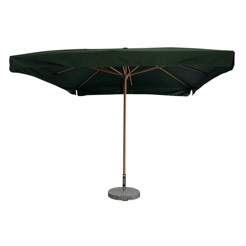 Tempo Style - Ombrellone da Giardino Vomero 3x3 m | Ombrellone da Esterno in Alluminio e Poliestere 180g/㎡ (Verde/Legno Rovere)