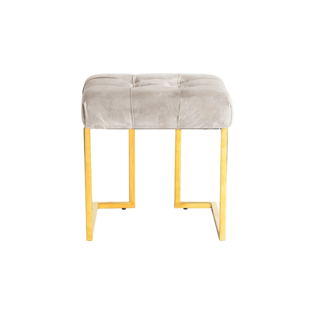 Pouf quadrato Rare 100 in velluto taupe e acciaio