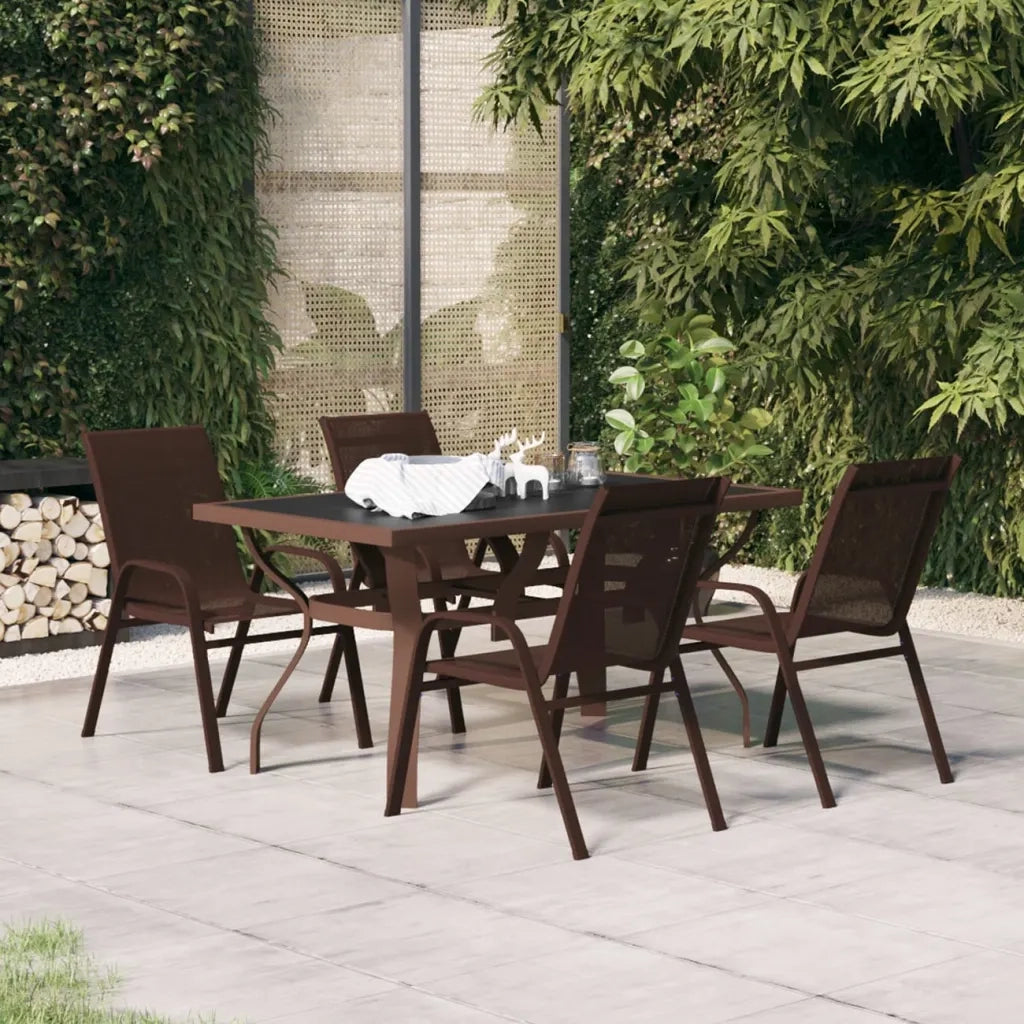 Set da Pranzo da Giardino 5 pz Marrone e Nero 3095983