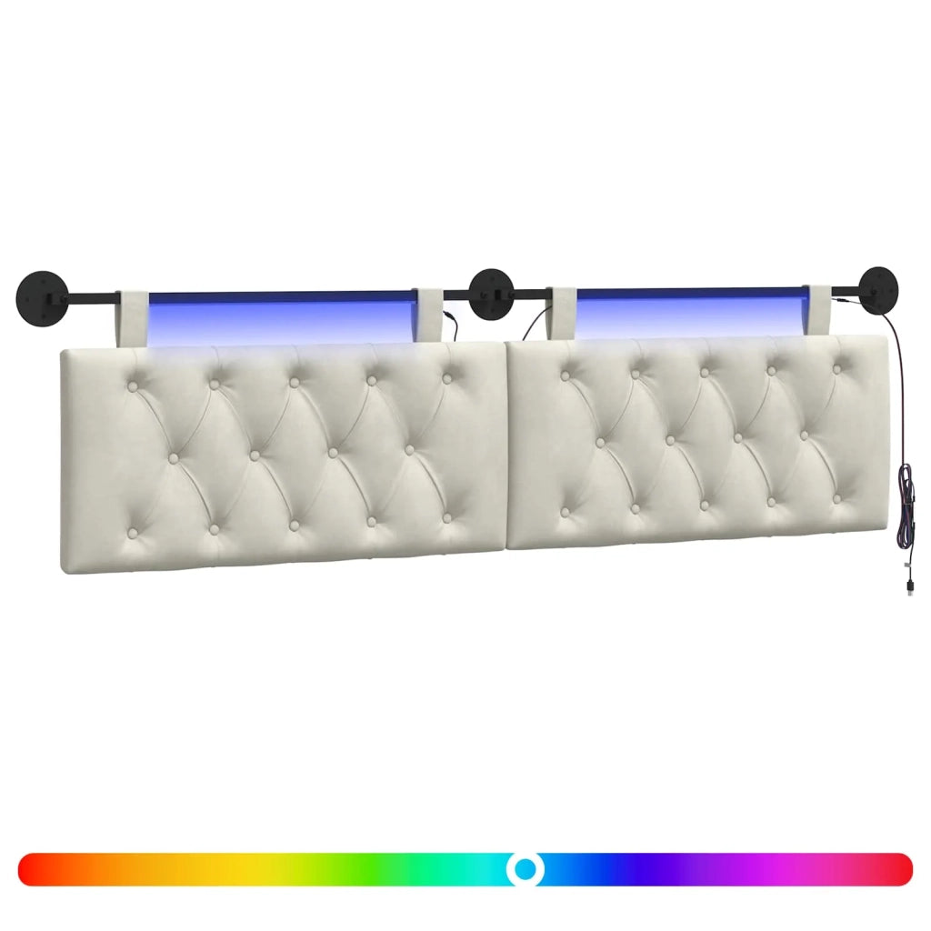 Testiera sospesa Con luce LED Crema Velluto